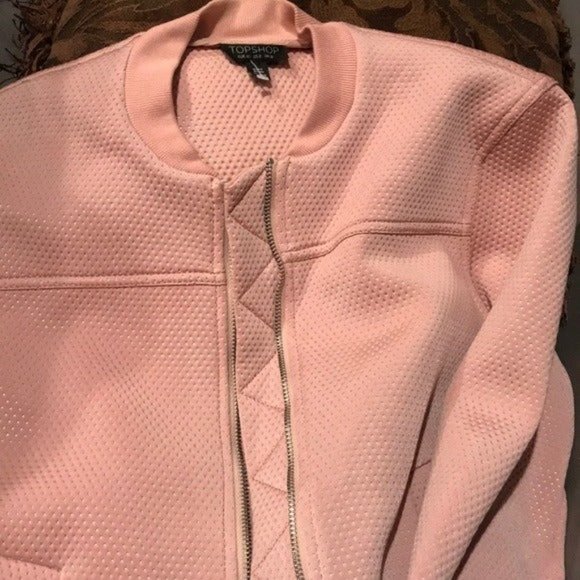 💕 TOPSHOP Textured Pink Bomber Jacket - Picture 5 of 10